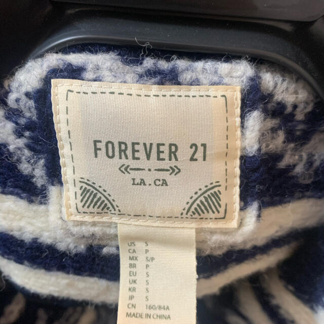 美品　forever21 コート　ノルディック柄　民族　S レディースのジャケット/アウター(ニットコート)の商品写真