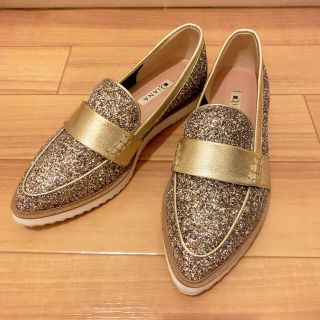 ほぼ未使用】DIANA ラメ グリッター ローファー フラットシューズ