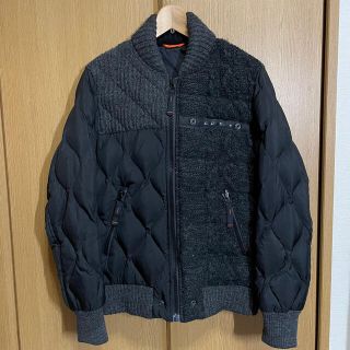 ディーゼル(DIESEL)のディーゼル　DIESEL ダウン　コート　ブルゾン　黒×グレー　美品(ダウンジャケット)