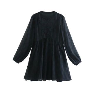 ザラ(ZARA)の🍁秋冬新作☃️2881◆black 柄 ワンピース(ミニワンピース)