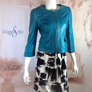 Viaggio Blu ビアッジョブルー ターコイズラムレザージャケット S