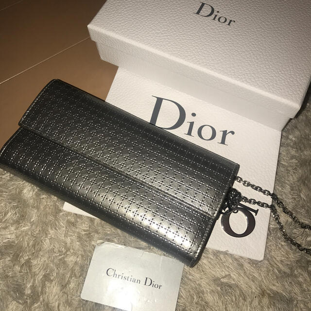 ディオール　Dior チェーンウォレット　ミニ　バッグ　シルバー　メタリック