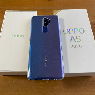 ラクテン(Rakuten)のOPPO A5 2020 (ブルー) 美品　楽天モバイル SIMフリー版(スマートフォン本体)