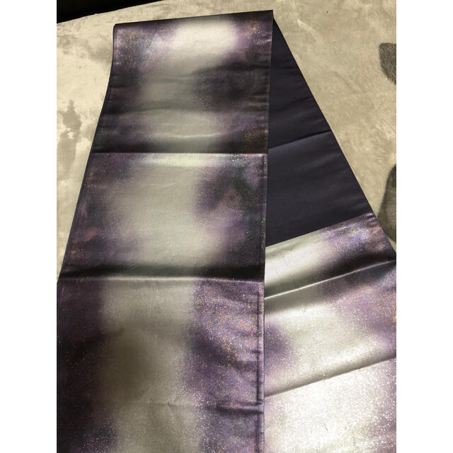袋帯　紫灰色シルバーぼかし箔　シンプルで合わせやすいです！