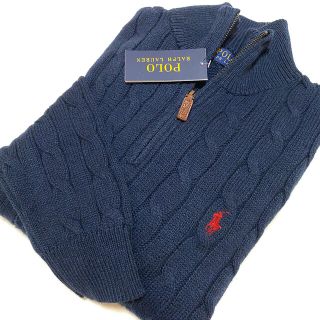 ポロラルフローレン(POLO RALPH LAUREN)の新品 ラルフローレン メンズM ハーフジップケーブルニットコットンセーター(ニット/セーター)