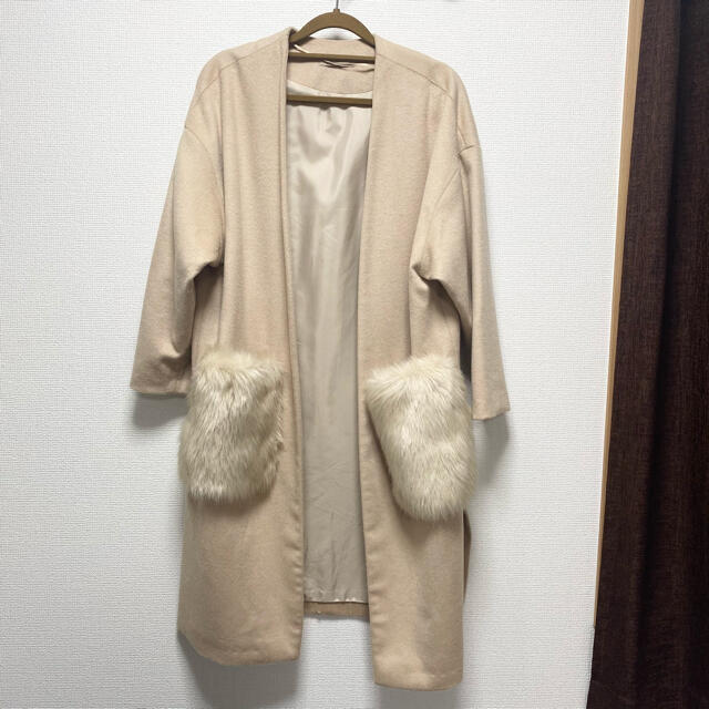 GU(ジーユー)のGU ファーポケットコート レディースのジャケット/アウター(ガウンコート)の商品写真