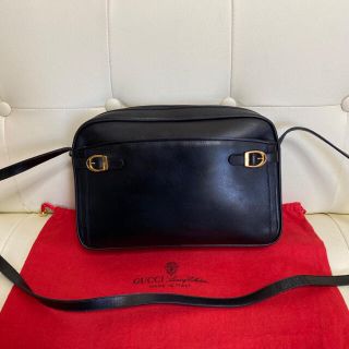 グッチ(Gucci)の美品　GUCCI オールド　グッチ　レザー　ショルダー　バッグ　ポシェット　黒(ショルダーバッグ)