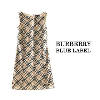 バーバリーブルーレーベル(BURBERRY BLUE LABEL)の美品 バーバリー ブルーレーベル ノバチェック柄ノースリーヴワンピース 38膝丈(ひざ丈ワンピース)