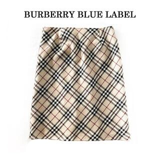 バーバリーブルーレーベル(BURBERRY BLUE LABEL)の美品 バーバリー ブルーレーベル ノバチェック柄ウールスカート 36 膝丈(ひざ丈スカート)