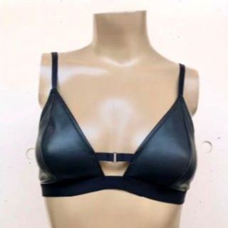 新品 import LA直輸入セクシーでカッコいい黒のレザー風のブラトップ M(ブラ)