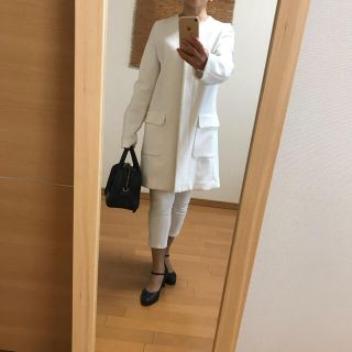 ユニクロ(UNIQLO)の【miu様専用】ノーカラーコート♡オフホワイト♡M♡定価8789円♪(ロングコート)