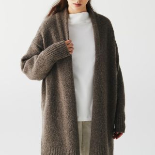 ムジルシリョウヒン(MUJI (無印良品))の★新品★無印良品ヤクキャメル入りロングカーディガン／ダークモカブラウン／XS～Ｓ(カーディガン)