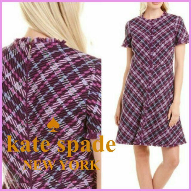 新品送☆SALL☆【kate spade】チェック柄ツイードドレスワンピース ...