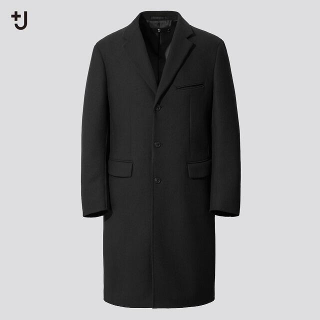 UNIQLO(ユニクロ)の新品 UNIQLO +J ウールブレンドチェスターコート Black M メンズのジャケット/アウター(チェスターコート)の商品写真