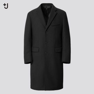 ユニクロ(UNIQLO)の新品 UNIQLO +J ウールブレンドチェスターコート Black M(チェスターコート)