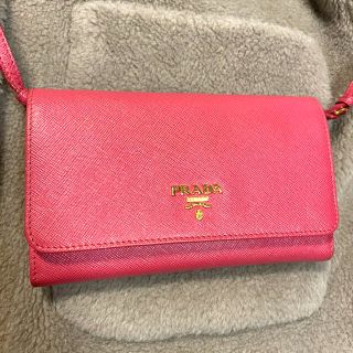 プラダ(PRADA)の美品　PRADA ウォレット　サフィアーノ　ショルダーバッグ(財布)