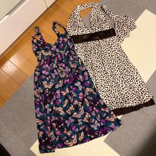 エイチアンドエム(H&M)のダルメシアン　蝶　総柄ワンピ　2点セット(ミニワンピース)