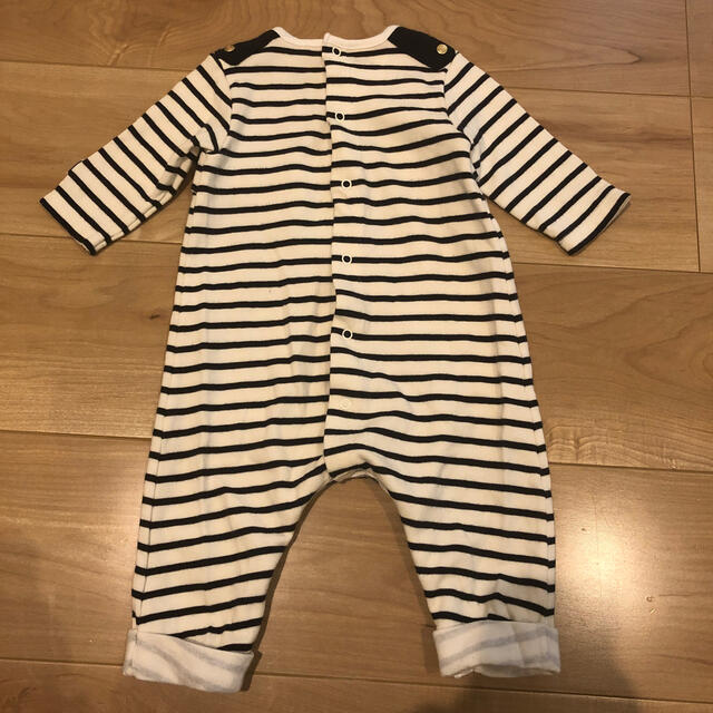 PETIT BATEAU(プチバトー)のプチバトーマリニエールロンパース美品3m60cm キッズ/ベビー/マタニティのベビー服(~85cm)(ロンパース)の商品写真