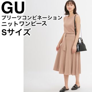 ジーユー(GU)のGU  プリーツコンビネーションニットワンピース(ノースリーブ)Z+X(ひざ丈ワンピース)