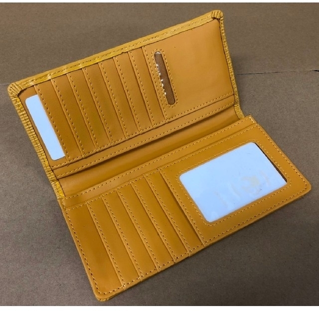 本革製　絞り柄タイプ　長財布　イエロー メンズのファッション小物(長財布)の商品写真