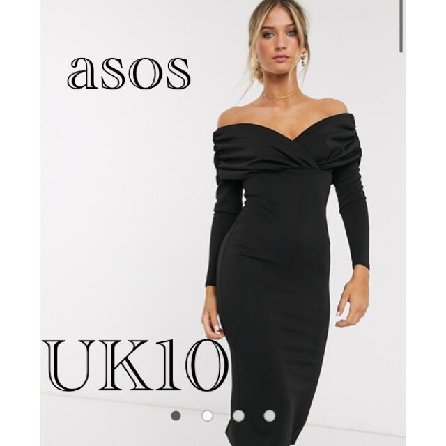 【新品未使用】asos オフショルダードレス　UK10