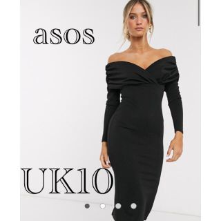 エイソス(asos)の【新品未使用】asos オフショルダードレス　UK10(ミディアムドレス)