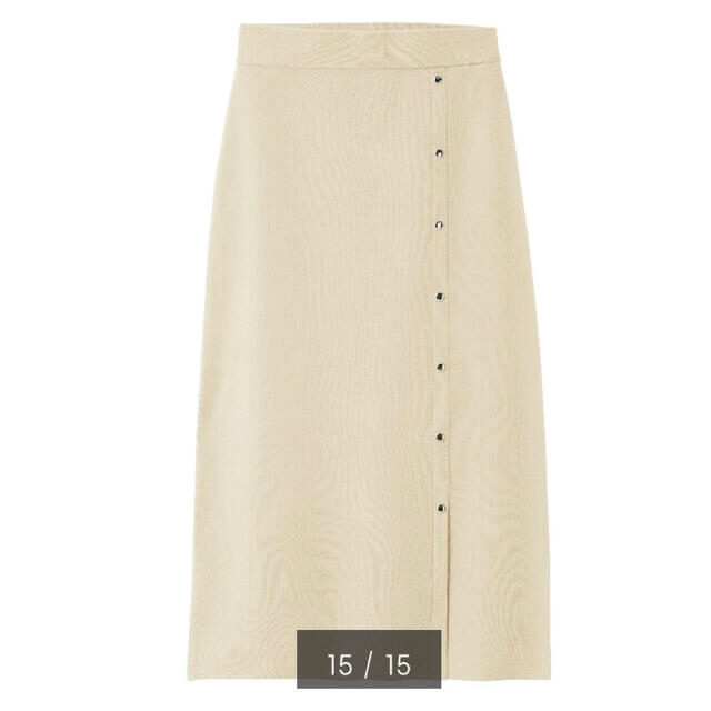 GU(ジーユー)の新品 GU ジーユー サイドボタンニットナロースカート オフホワイト  レディースのスカート(ロングスカート)の商品写真
