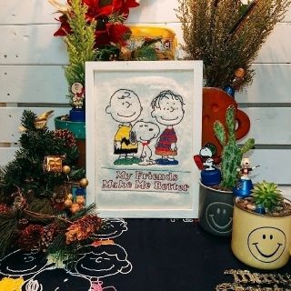 ピーナッツ(PEANUTS)のスヌーピー刺繍♪加工フレーム付き(フォトフレーム)