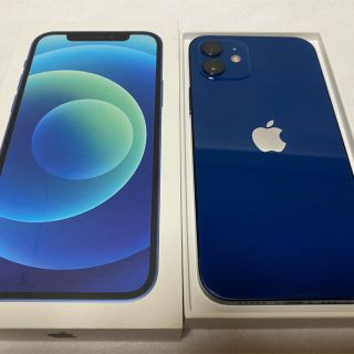 アイフォーン(iPhone)の新品同様 ほぼ未使用 SIMフリー iPhone12 64GB ブルー(スマートフォン本体)