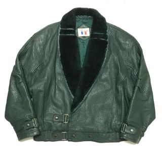 ジョンローレンスサリバン(JOHN LAWRENCE SULLIVAN)の80's Green Lamb Leather JK Wide×Short(レザージャケット)