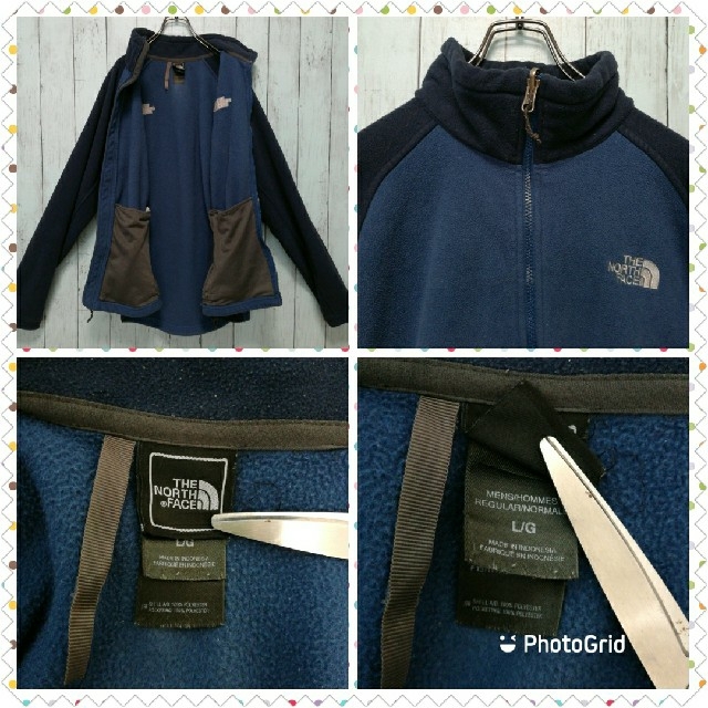 THE NORTH FACE(ザノースフェイス)のL ノースフェイス グレー&ブルー フリース フルジョ 古着男子 菅田将暉 メンズのジャケット/アウター(ブルゾン)の商品写真