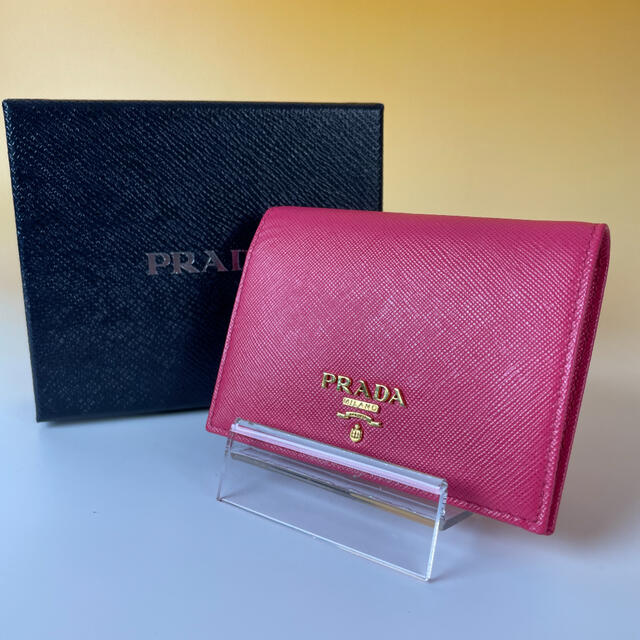 PRADA 極美品 バイカラー 二つ折り財布 サフィアーノ レザー プラダ