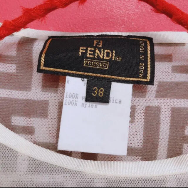 FENDI(フェンディ)の310.FENDI フェンディFFロゴ シースルートップス  【古着】 レディースのトップス(Tシャツ(半袖/袖なし))の商品写真