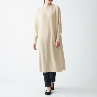 ムジルシリョウヒン(MUJI (無印良品))の■新品■ 無印良品ヤク入りウールモックネックワンピース／オートミール／Ｍ～Ｌ(ひざ丈ワンピース)