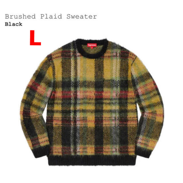 新品 supreme brushed plaid sweater モヘア