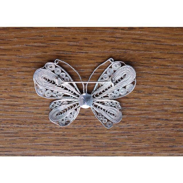 シルバー925 アンティーク銀線細工（フィリグリー）のブローチ　蝶