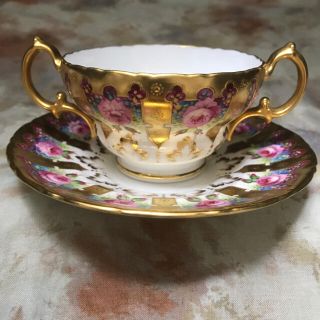 ウェッジウッド(WEDGWOOD)の古コウルドン／手描き 金張 カップ＆ソーサー「ローズ」(食器)