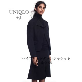 ユニクロ(UNIQLO)の新品　UNIQLO+J ダブルフェイススタンドカラージャケット黒　XS(テーラードジャケット)