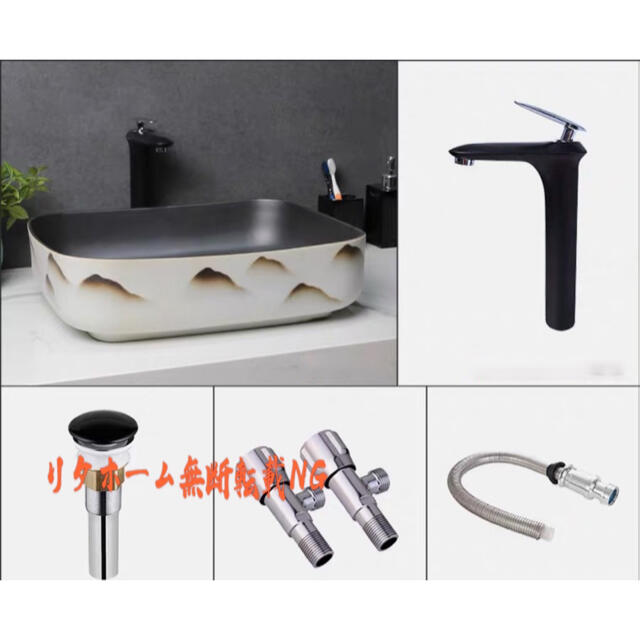 高級洗面台 洗面ボウルセット 洗面ボール 陶器 手水鉢 手洗い鉢 洗面器 3