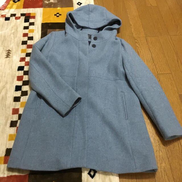 ZARA(ザラ)のZARA ザラ　ウール　コート　ブルー　L レディースのジャケット/アウター(ピーコート)の商品写真