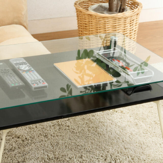3色展開　ガラステーブル ディスプレイテーブル ローテーブル ブラック 1