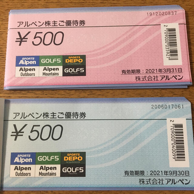 アルペン　株主優待券　26,500円分 チケットの優待券/割引券(ショッピング)の商品写真