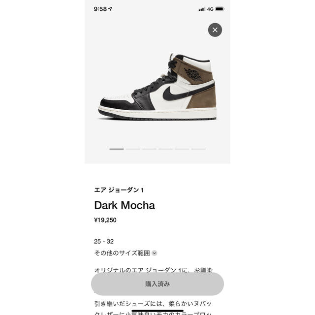 NIKE(ナイキ)のAJ1 エアジョーダン1 nike jordan high dark mocha メンズの靴/シューズ(スニーカー)の商品写真