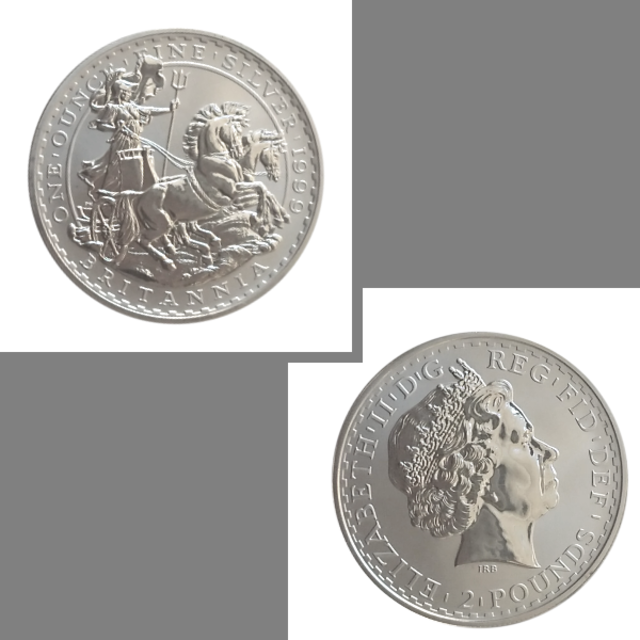 イギリス 銀貨 2ポンド 1オンス ブリタニア １枚 エンタメ/ホビーの美術品/アンティーク(貨幣)の商品写真