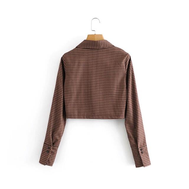 ZARA - 🍁秋冬新作☃️2902◇千鳥柄 クロップド丈 シャツ