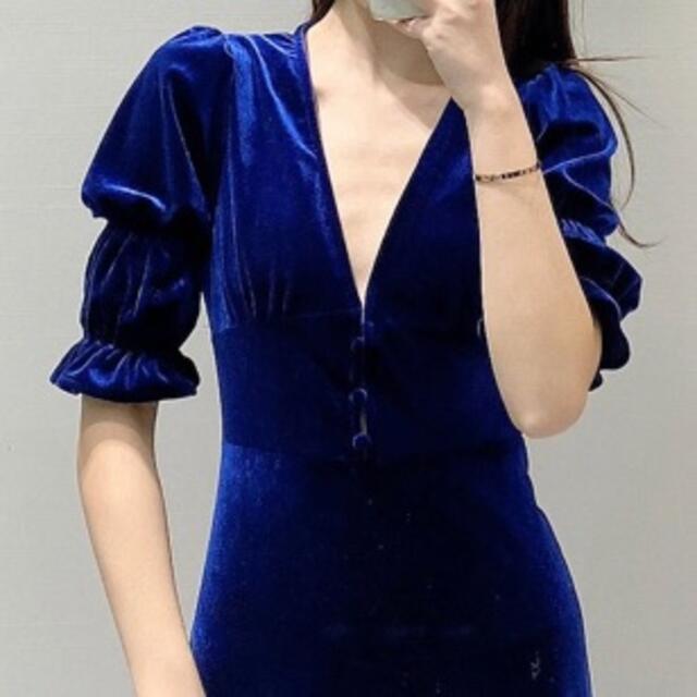 Zara 秋冬新作 2913 Blue ベルベット ベロア ワンピースの通販 By 正規 海外select Shop Duality ザラならラクマ