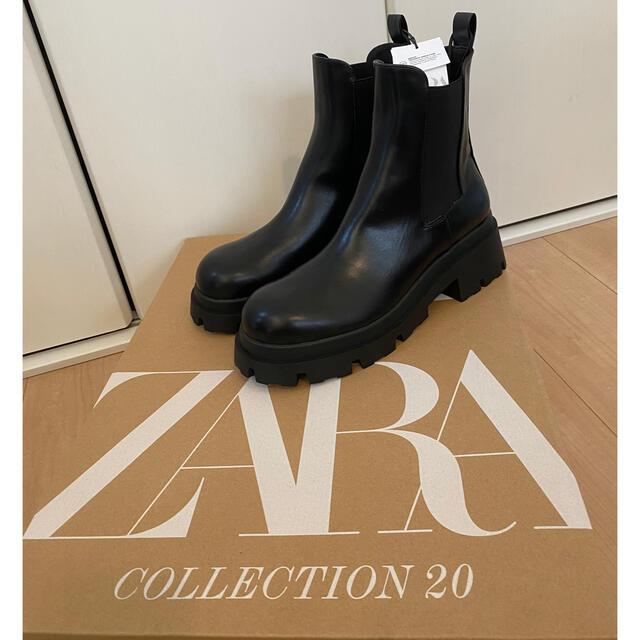 新作 ZARA ブラウン サイドゴアブーツ38