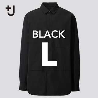 ユニクロ(UNIQLO)のUNIQLO ユニクロ +Jスーピマコットンオーバーサイズシャツ BLACK L(シャツ)