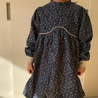 ワンピース　花柄　長袖　裏起毛　女の子　キッズ　120cm(ワンピース)