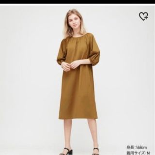 ユニクロ(UNIQLO)の【新品】UNIQLO マーセライズコットンギャザーワンピース(ロングワンピース/マキシワンピース)